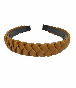 Haarband Diadeem Gevlochten Imitatie Leder 2,5cm Bruin