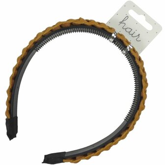 Haarband Diadeem Gevlochten Imitatie Leder 2,5cm Bruin