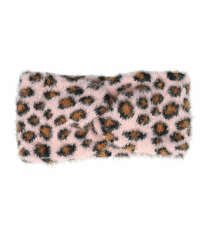 Haarband Twist Soft Panter Print 10cm Zwart Bruin Licht Roze