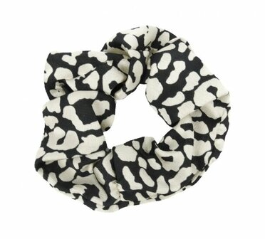 Scrunchie Haarelastiek Panter Print Beige Zwart