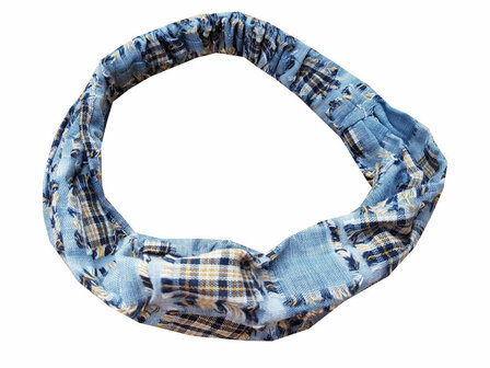 Haarband Bandana 3-in-1 Ruit Blauw Geel Wit