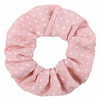 Scrunchie Haarelastiek Sterren Print Wit Roze