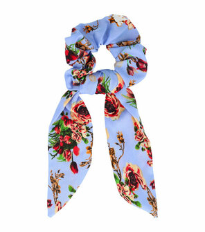 Scrunchie Haarelastiek Linten Roos Bloemen Glitter Print Roze Rood Blauw