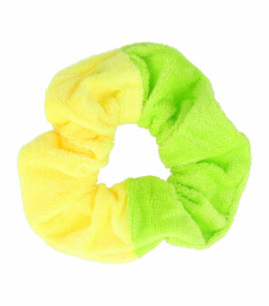 Scrunchie Haarelastiek Velvet Duo Geel Groen