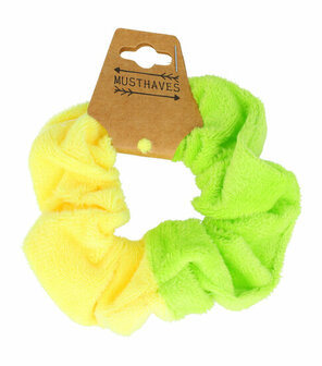 Scrunchie Haarelastiek Velvet Duo Geel Groen