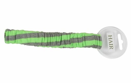 Haarband Sport Neon Streep Grijs Groen