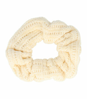 Scrunchie Haarelastiek Velvet Fantasie Patroon Creme