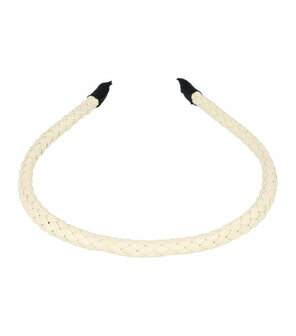 Haarband Diadeem Smal Gevlochten Imitatie Leder 1cm Creme