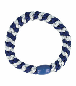 Haarelastieken Hair Tie Armband 5 Stuks Streep Zilver Donker Blauw