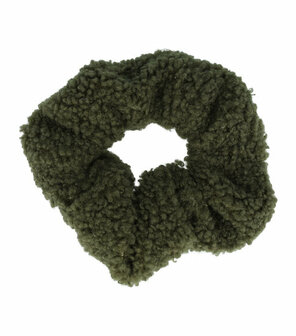 Scrunchie Haarelastiek Teddy Stof Groen