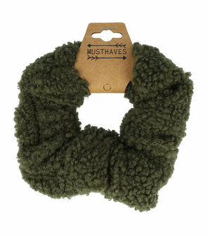 Scrunchie Haarelastiek Teddy Stof Groen