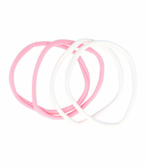 Haarband Elastiek Sport Endless Nylon 4 Stuks Duo Roze Wit