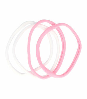 Haarband Elastiek Sport Endless Nylon 4 Stuks Duo Roze Wit