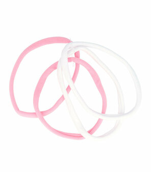 Haarband Elastiek Sport Endless Nylon 4 Stuks Duo Roze Wit