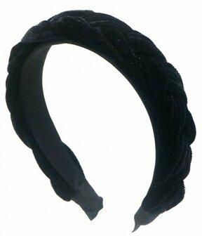 Haarband Diadeem Gevlochten Velvet Stof 4cm Zwart