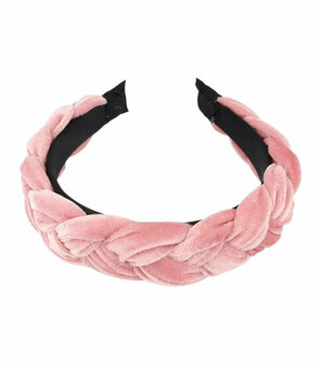 Haarband Diadeem Gevlochten Velvet Stof 4cm Roze