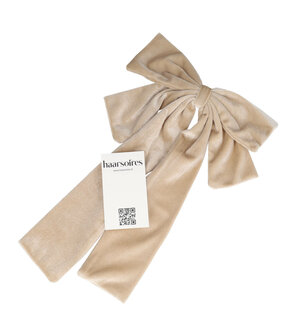 Haarspeld Strik Linten XL Velvet Beige