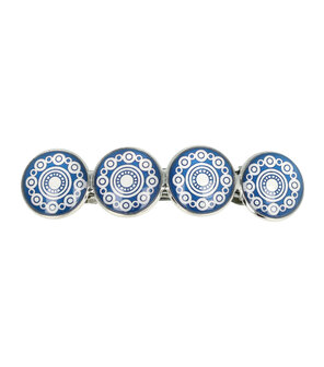 Haarspeld Cirkel Vormen Vintage Patroon 8,5cm Blauw Wit