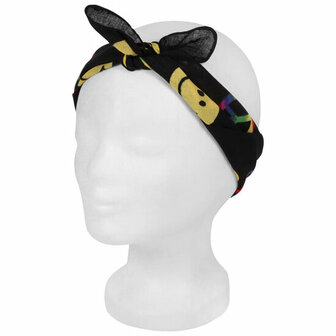 Bandana Zakdoek Smiley Peace Geel Color Zwart