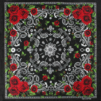 Haarband Bandana Zakdoek Paisley Roos Print Wit Zwart Groen Rood