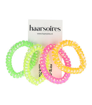 Haarelastieken Invisibobble Basic 5cm Stippen Patroon Neon Roze Geel Groen Oranje