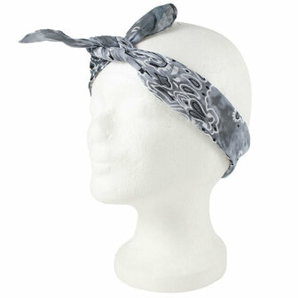 Haarband Bandana Zakdoek Tie Dye Paisley Print Grijs