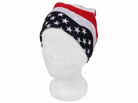 Haarband Bandana Zakdoek USA Print Blauw Rood Wit