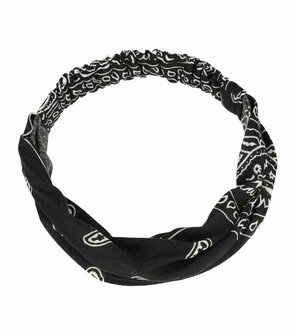 Haarband 3-in-1 Paisley Print Stof Zwart