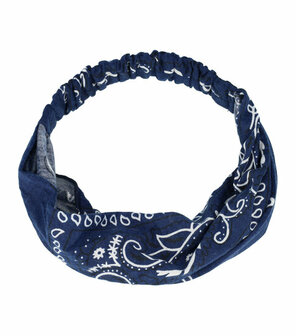 Haarband 3-in-1 Paisley Print Stof Donker Blauw