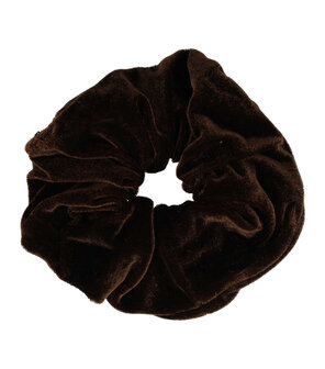 Scrunchie Haarelastiek Velvet Effen Donker Bruin