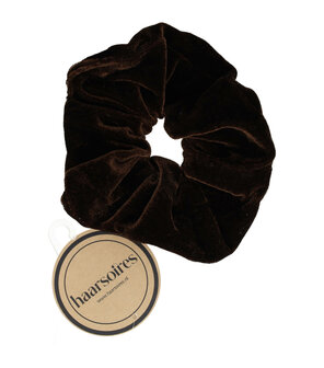 Scrunchie Haarelastiek Velvet Effen Donker Bruin