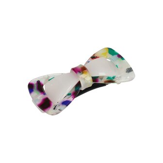 Haarspeld Strikje Duo Marmer 6,5cm Zwart Multi Color