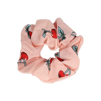 Scrunchie Haarelastiek Kersen Print 11cm Rood Roze