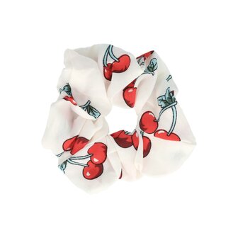 Scrunchie Haarelastiek Kersen Print 11cm Rood Wit