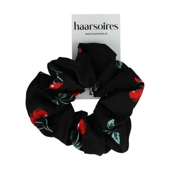 Scrunchie Haarelastiek Kersen Print 11cm Rood Zwart