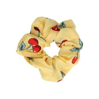 Scrunchie Haarelastiek Kersen Print 11cm Rood Geel