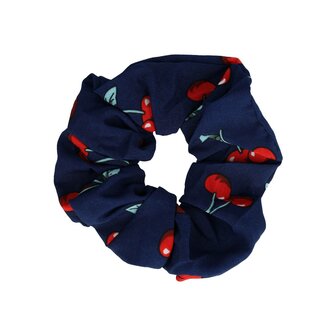 Scrunchie Haarelastiek Kersen Print 11cm Rood Blauw