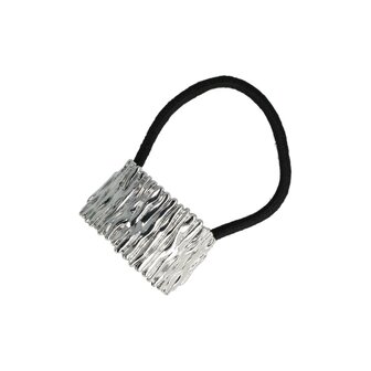 Haarelastiek Geribbeld Cuff Ornament Zilver