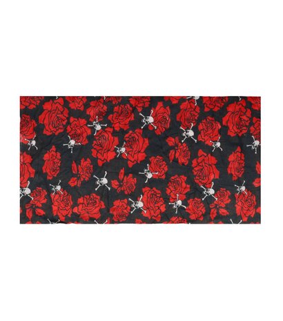 haarband-multifunctioneel-bloemen-schedel-print-rood-wit-zwart