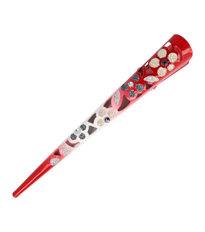 duckklem-opengewerkt-glitter-bloemen-13cm-rood-zilver