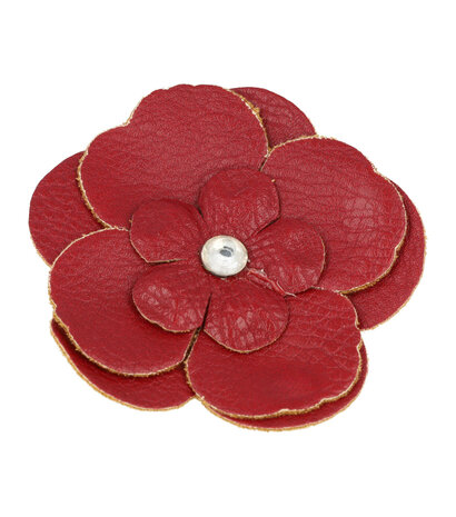 duckklem-broche-bloem-leder-look-6,5cm-rood