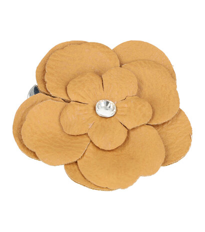 duckklem-broche-bloem-leder-look-6,5cm-bruin