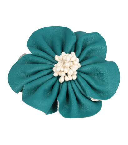 duckklem-broche-bloem-leder-look-7,5cm-groen