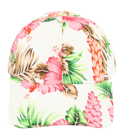 cap-tropische-bloemen-patroon-color-wit