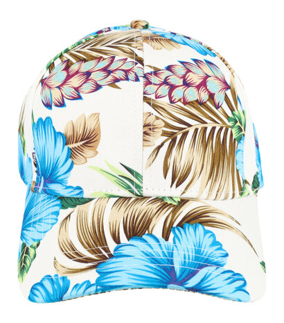 cap-tropische-bloemen-patroon-color-wit