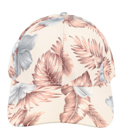 cap-tropische-bloemen-patroon-beige