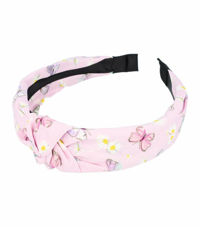 Haarband Diadeem Knoop Vlinder Margriet Bloemen Patroon Pastel Roze