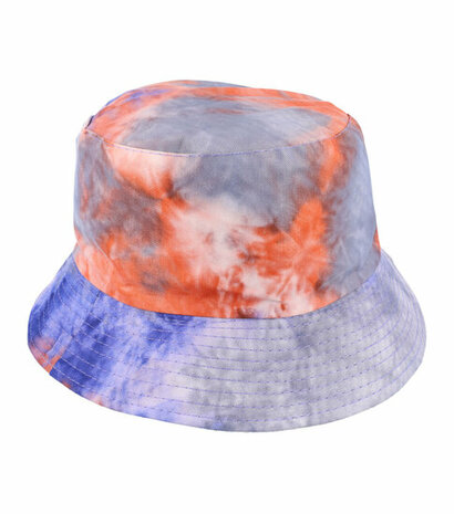 Bucket Hat Omkeerbaar Tie Dye Blauw Oranje