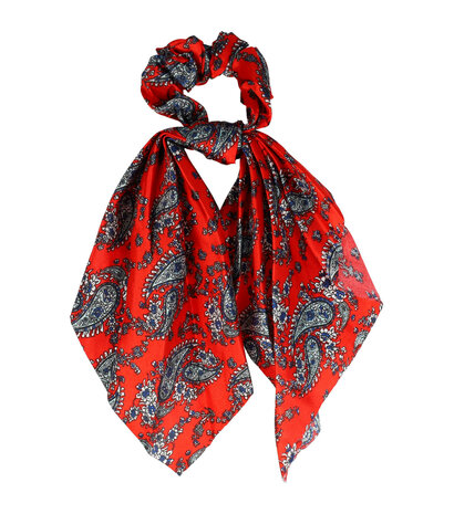 Scrunchie Haarelastiek Linten Paisley Print Rood