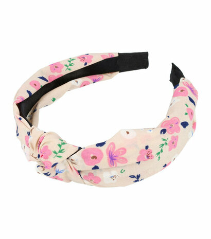 Haarband Diadeem Knoop Bloemen Patroon Color Beige